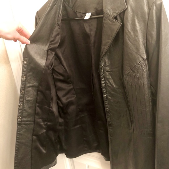 Black Leather Blazer 100% Genuine Leather Size M - Picture 7 of 11